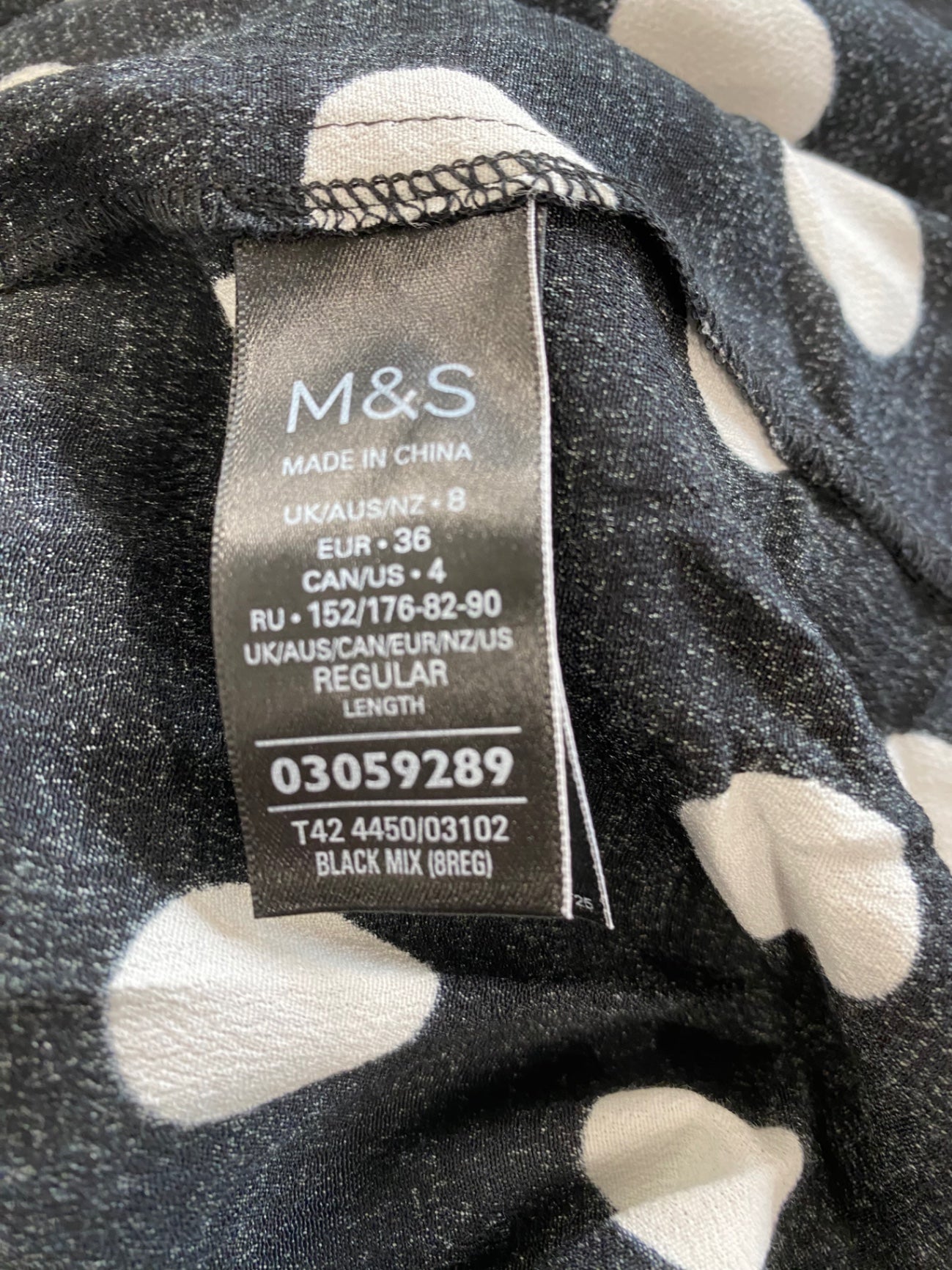 Gorgeous M&S Collection spotted Dress Uk8 Black & White HT149