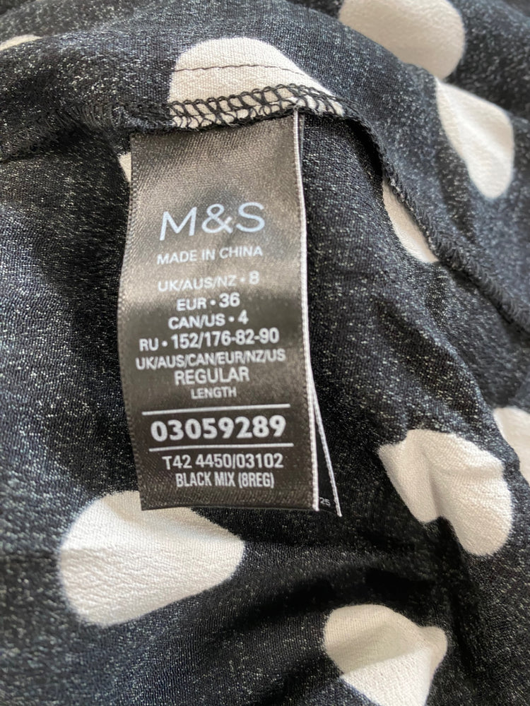 Gorgeous M&S Collection spotted Dress Uk8 Black & White HT149