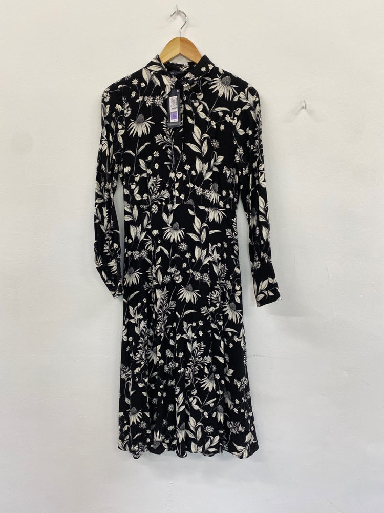 Gorgeous M&S Collection botanical romantic Dress UK8 Black & white HT149