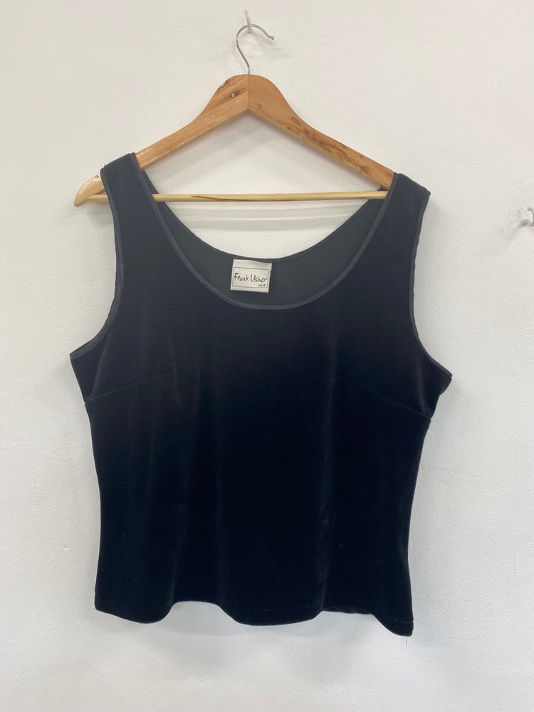 Gorgeous Frank Usher Velvet Tank Top UK18 Black classic stretch MW003