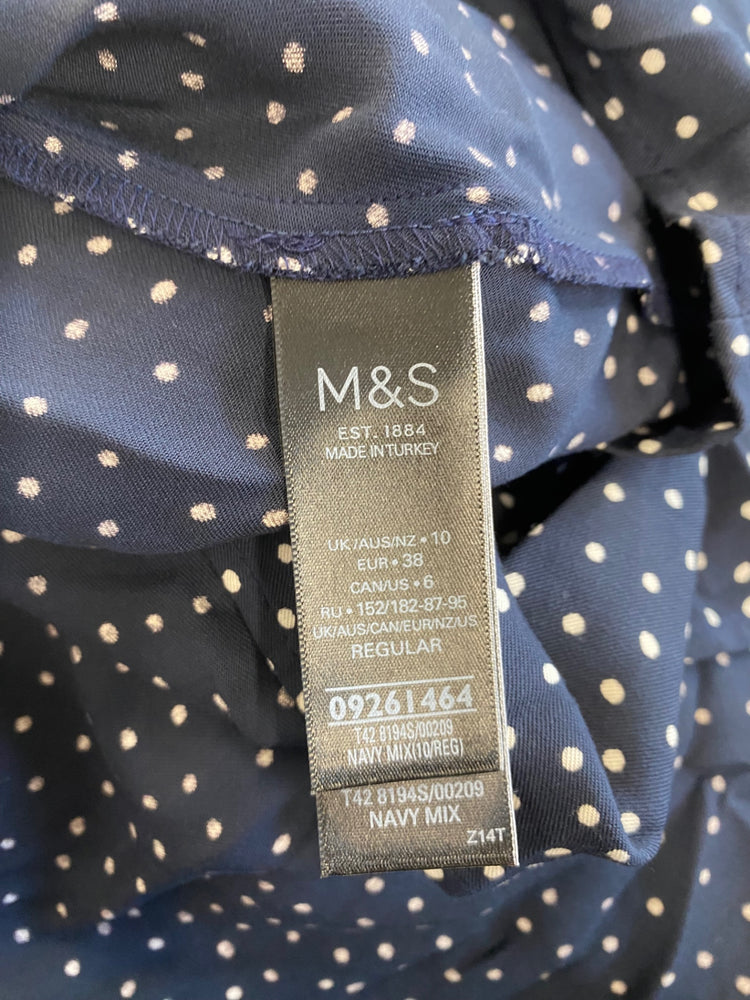 Gorgeous M&S Collection spotty tea Dress UK10 Navy Blue
