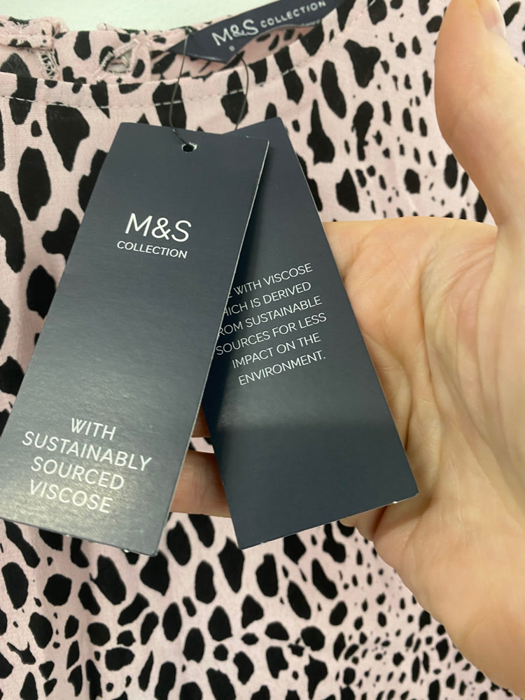 Gorgeous M&S Collection spotted Raaa animal print Blouse Uk8 Pink HT149