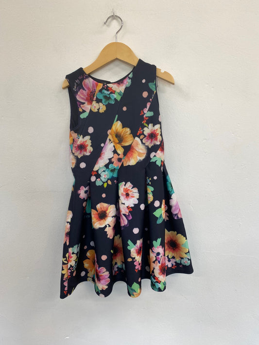 Gorgeous Ted Baker Party Dress Age 6 Navy Floral scuba fabric HG001