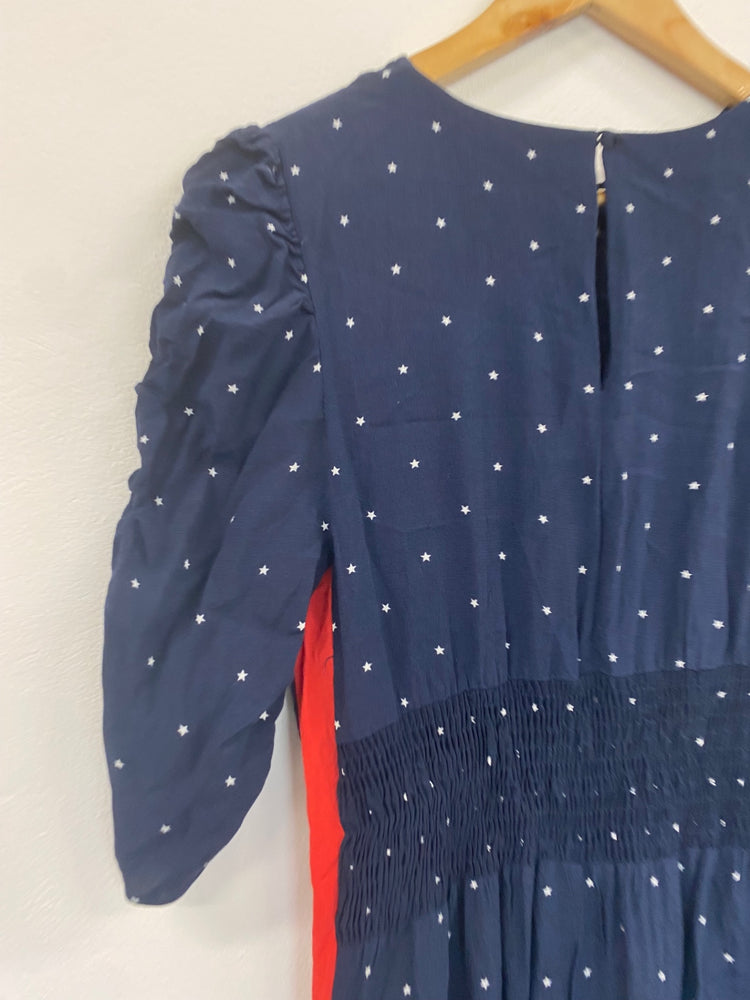 Gorgeous M&S red striped Star Dress Uk8 Navy Blue Bloggers fav HT149