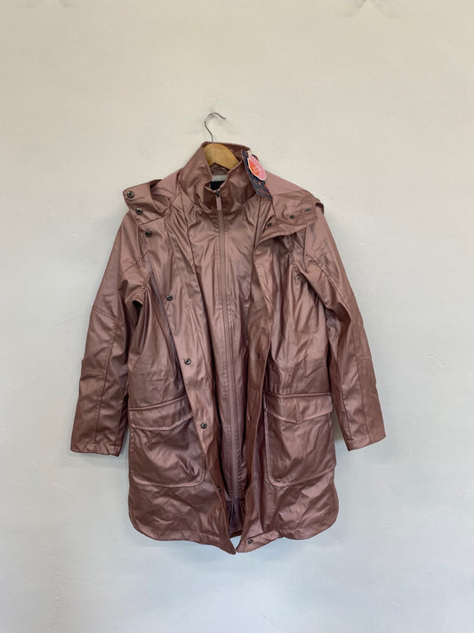 Gorgeous Next metallic Raincoat Rainwear UK10 dusky Pink New HG001