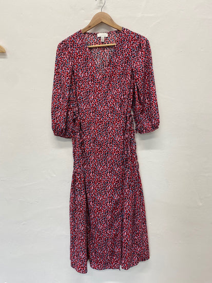 Fabulous Topshop floral ditsy wrap Dress Uk8 Red Double bow JM182