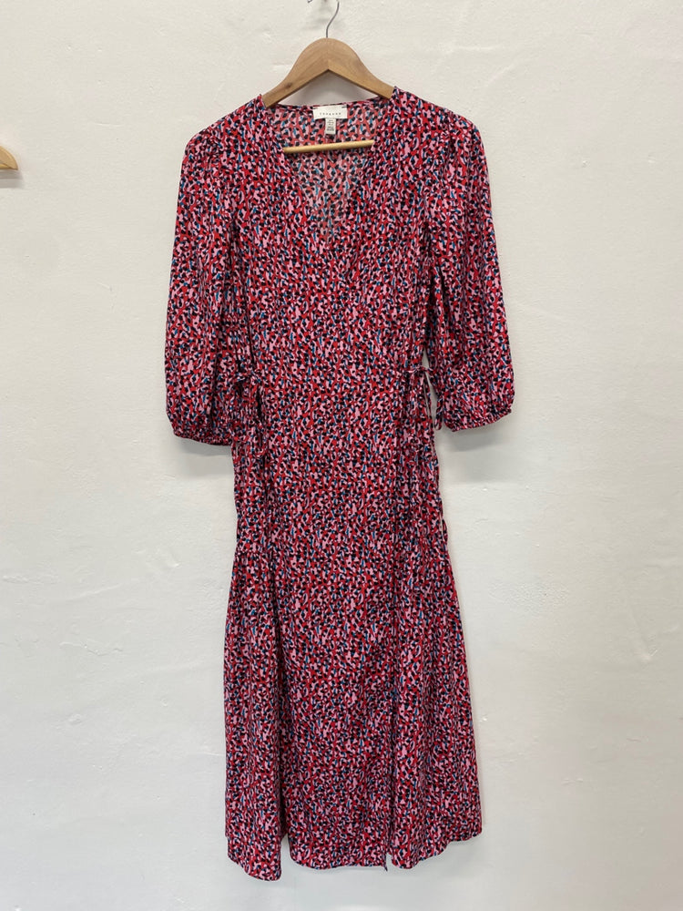 Fabulous Topshop floral ditsy wrap Dress Uk8 Red Double bow JM182