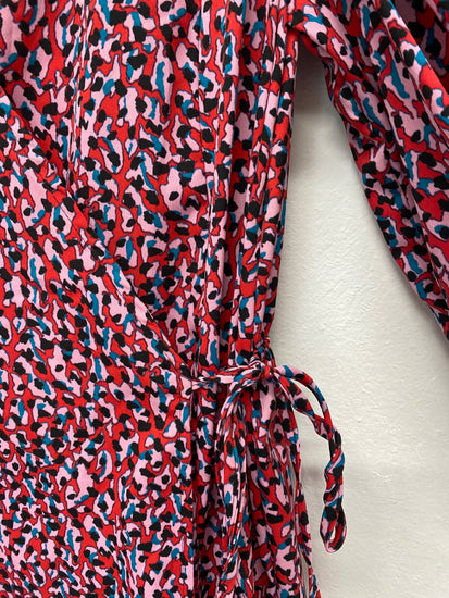 Fabulous Topshop floral ditsy wrap Dress Uk8 Red Double bow JM182
