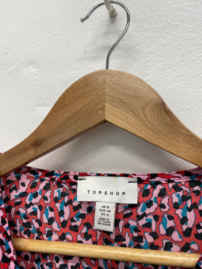 Fabulous Topshop floral ditsy wrap Dress Uk8 Red Double bow JM182