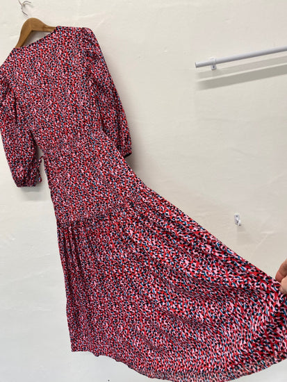 Fabulous Topshop floral ditsy wrap Dress Uk8 Red Double bow JM182