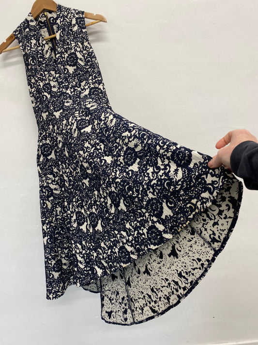 Fabulous Closet London hi Lo occasion Dress UK6 Navy & Ivory Events stunning JM182