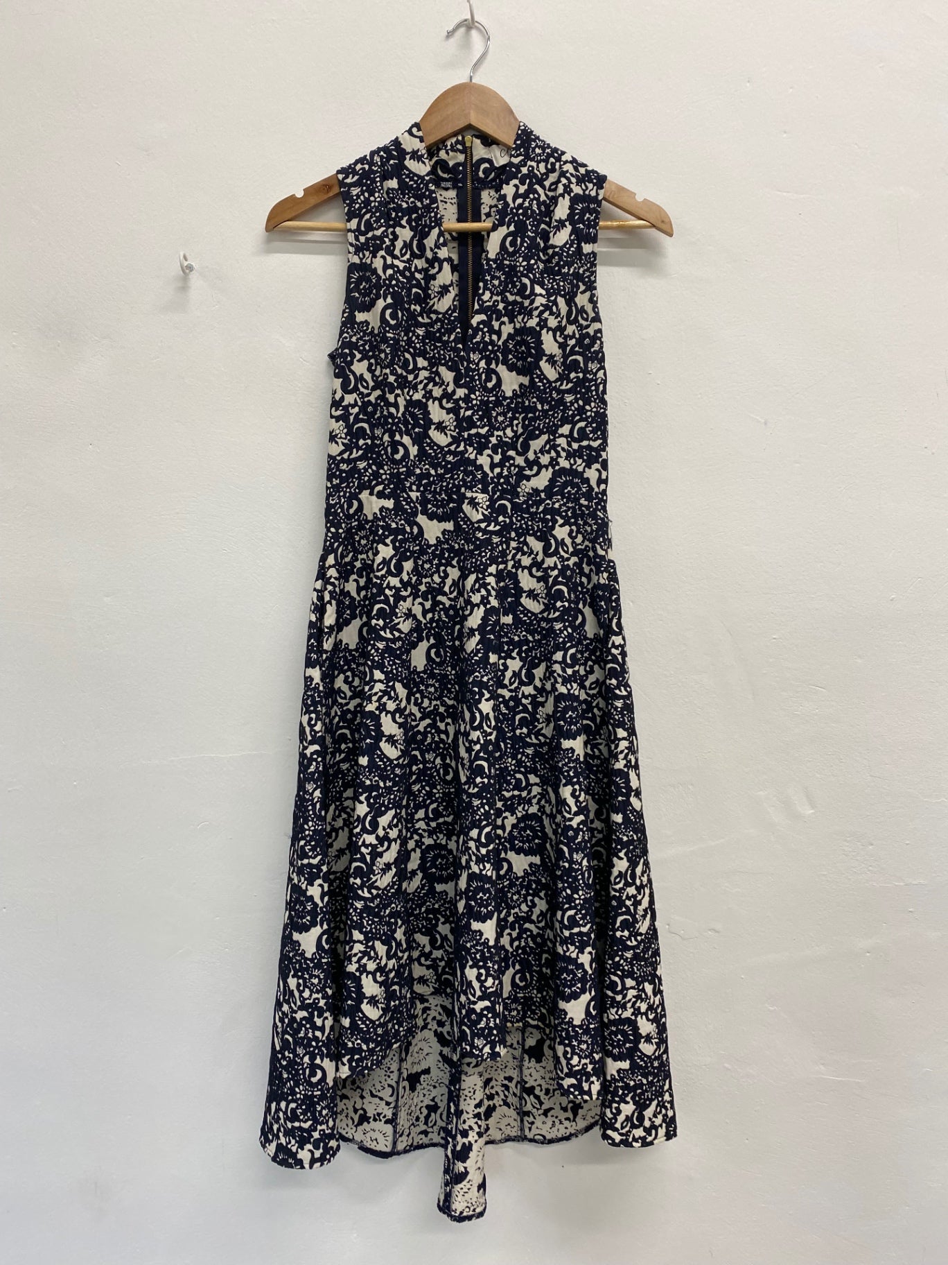 Fabulous Closet London hi Lo occasion Dress UK6 Navy & Ivory Events stunning JM182