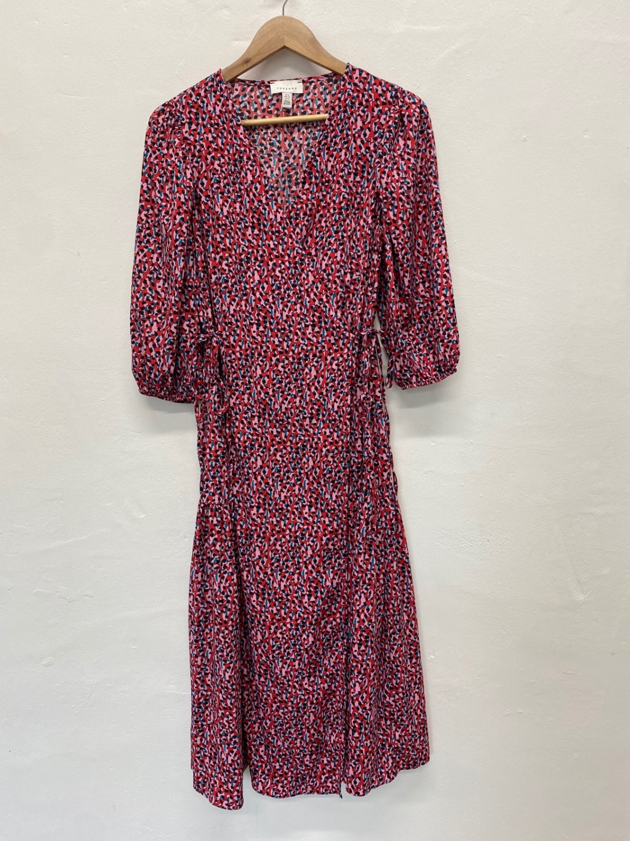 Fabulous Topshop floral ditsy wrap Dress Uk8 Red Double bow JM182