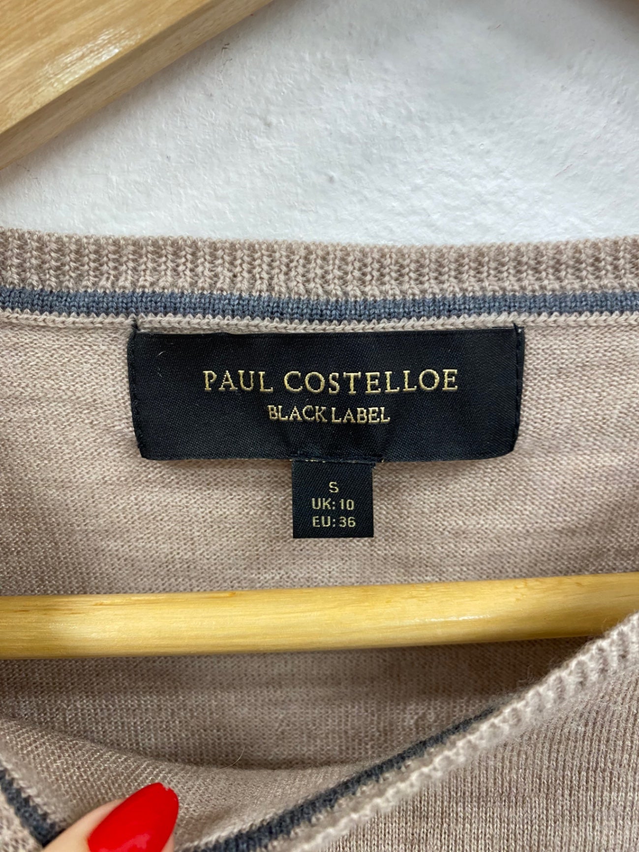 Fabulous Paul Costelloe Beige Merino Wool Sweater UK10 JM182