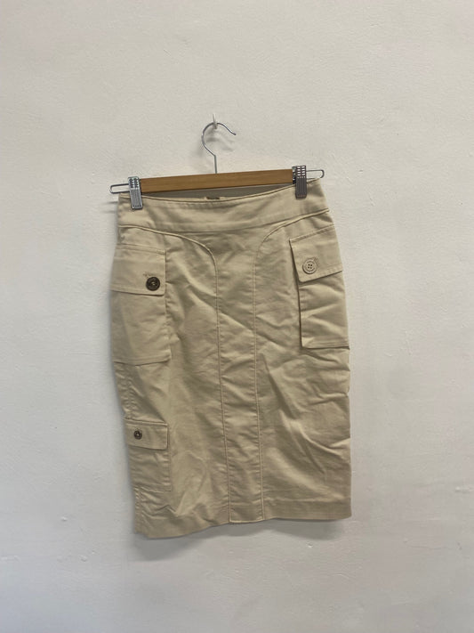 Fabulous Adolfo Dominguez Skirt UK8 Beige cargo style midi JB006