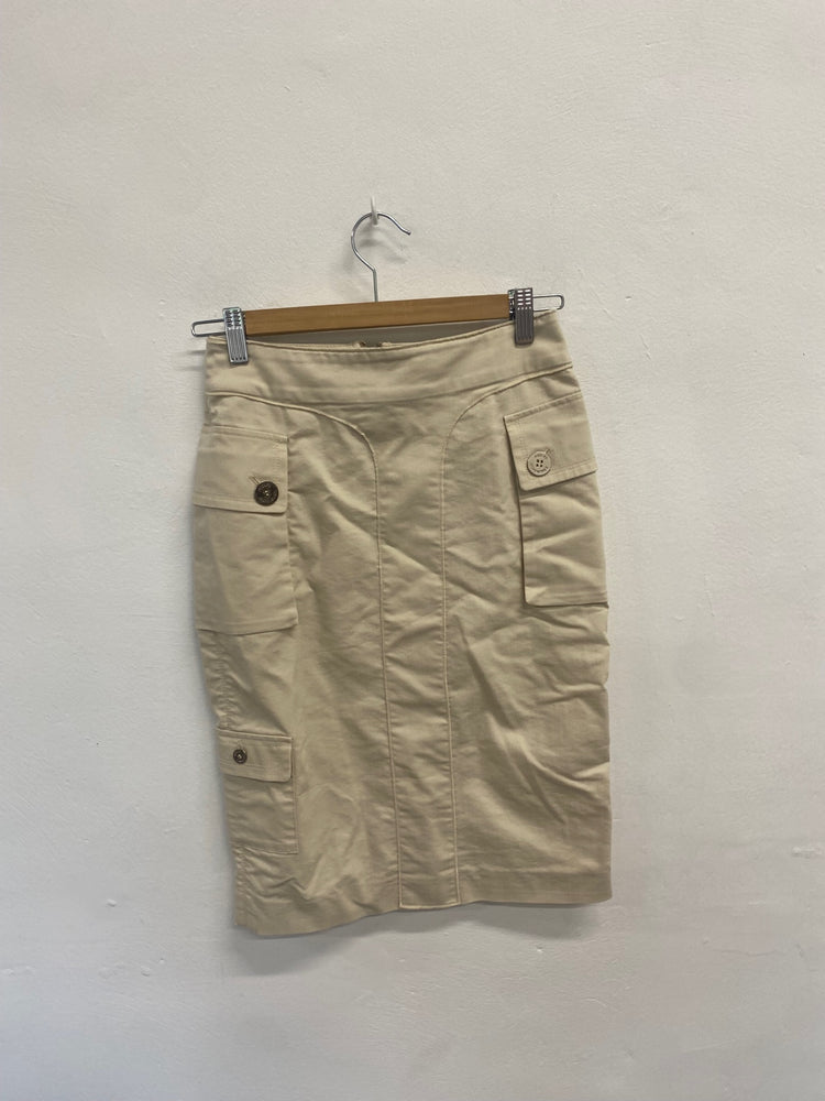 Fabulous Adolfo Dominguez Skirt UK8 Beige cargo style midi JB006