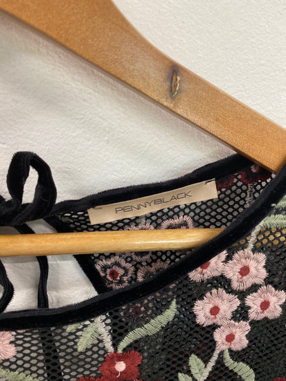 Fabulous Penny Black Floral Mesh Midi Dress UK14-16 RR001