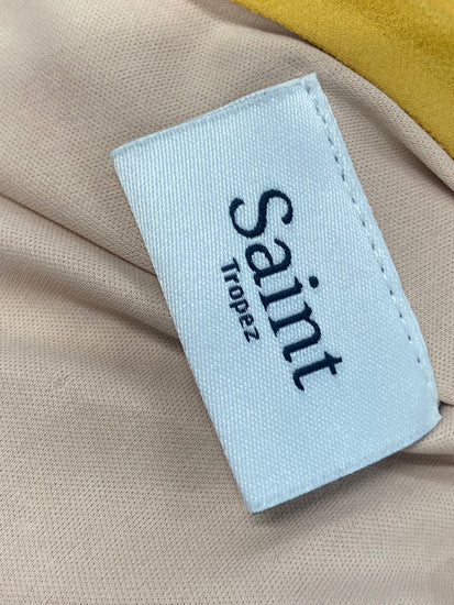 Fabulous Saint Tropez Dress UK S Pink and Mustard pleated summer FK116