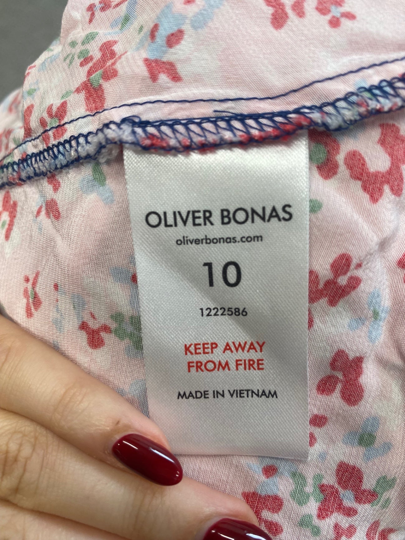 Fabulous Oliver Bonas Dress UK10 Navy pink Summer floral AM013