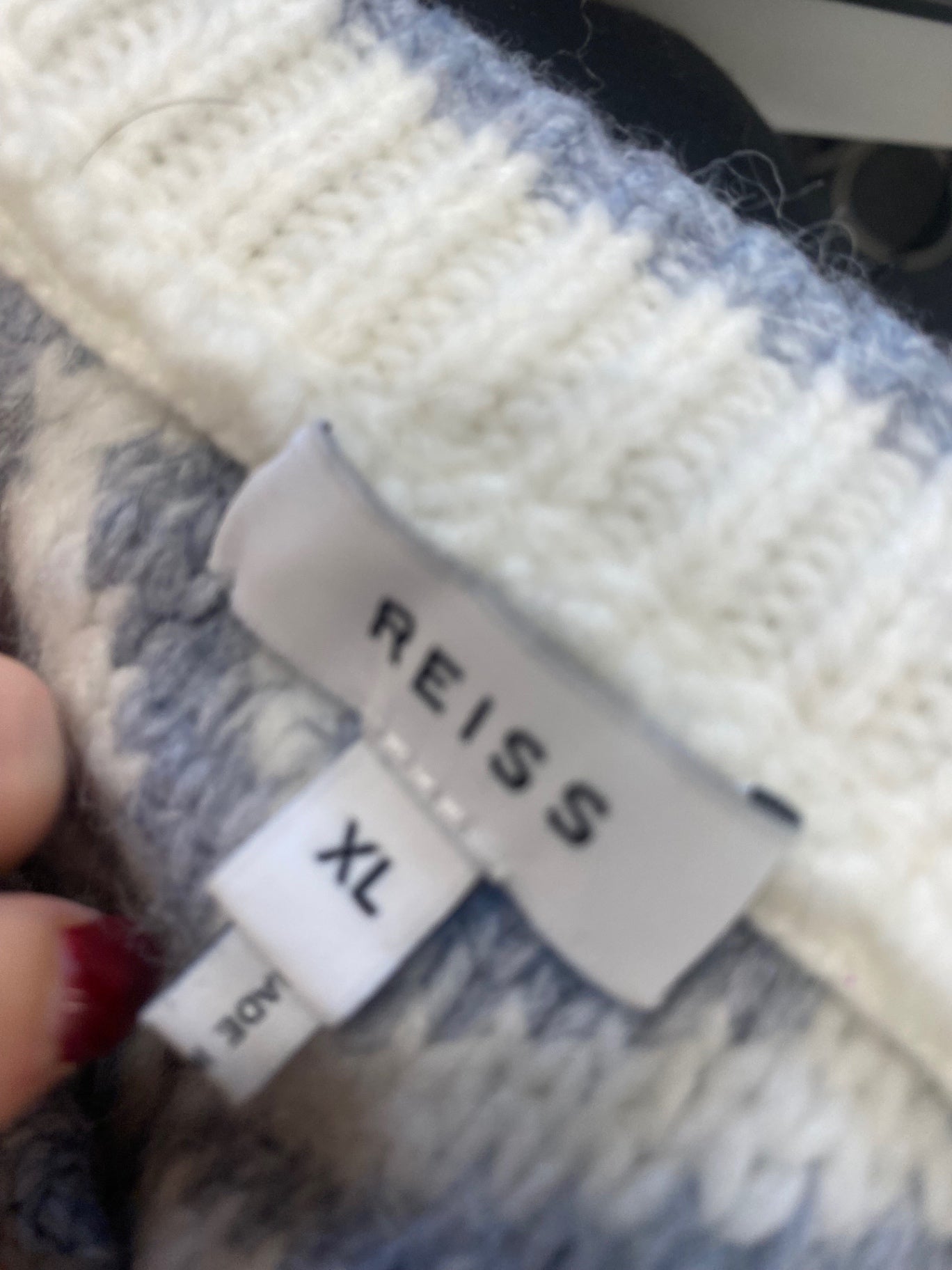 Fabulous Reiss Sweater UK XL Gray and Cream fair isle men’s KS002