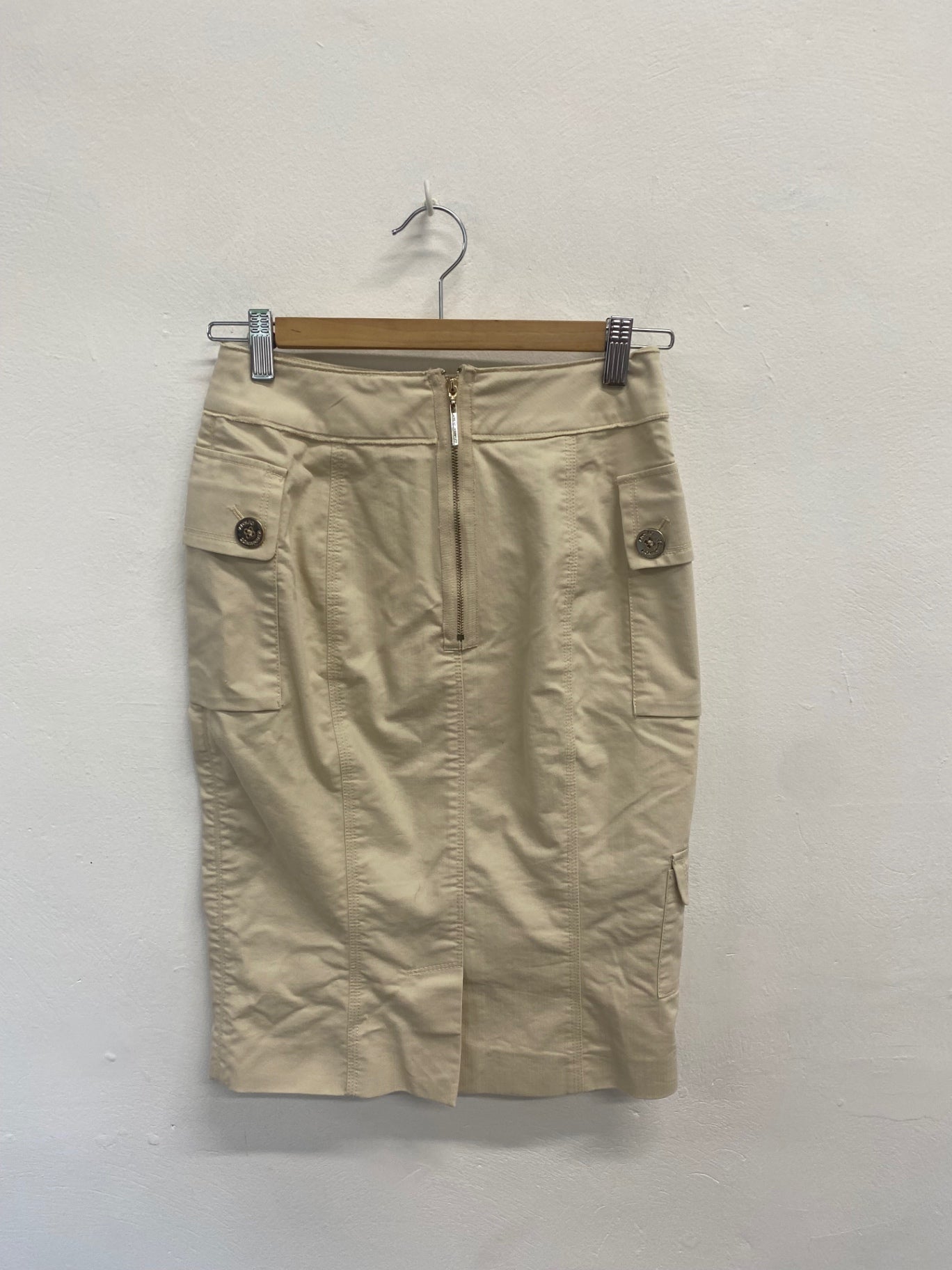 Fabulous Adolfo Dominguez Skirt UK8 Beige cargo style midi JB006