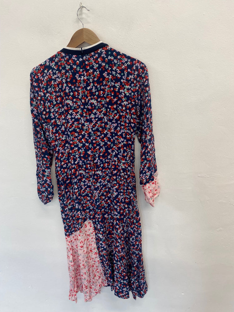 Fabulous Oliver Bonas Dress UK10 Navy pink Summer floral AM013