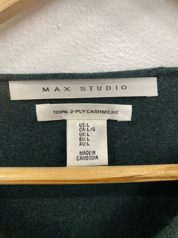 Fabulous Max Studio Bottle Green Cashmere Jumper UK L CM007