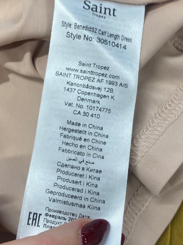 Fabulous Saint Tropez Dress UK S Pink and Mustard pleated summer FK116