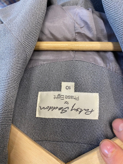 Fabulous Patsy Seddon Phase Eight vintage Y2K Suit UK10 Jacket uk12 trousers Grey BT001