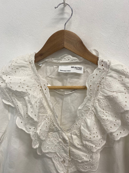 Fabulous Selected Femme Blouse UK10 White  frill CM007