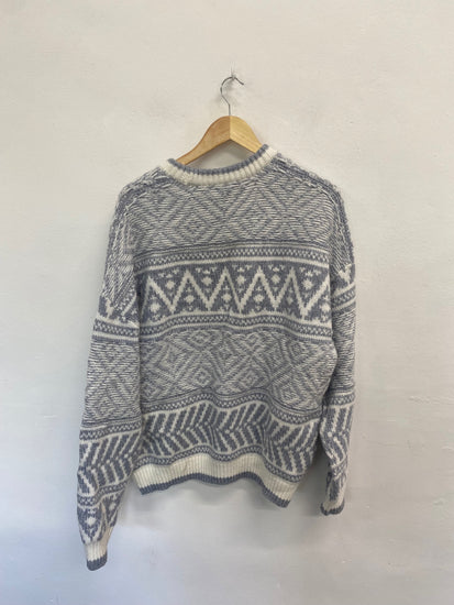 Fabulous Reiss Sweater UK XL Gray and Cream fair isle men’s KS002