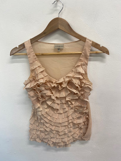 Fabulous Karen Millen Top UK8 Beige frill textured JB006