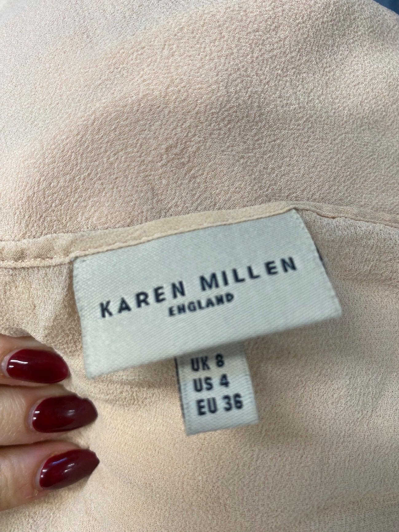 Fabulous Karen Millen Top UK8 Beige frill textured JB006