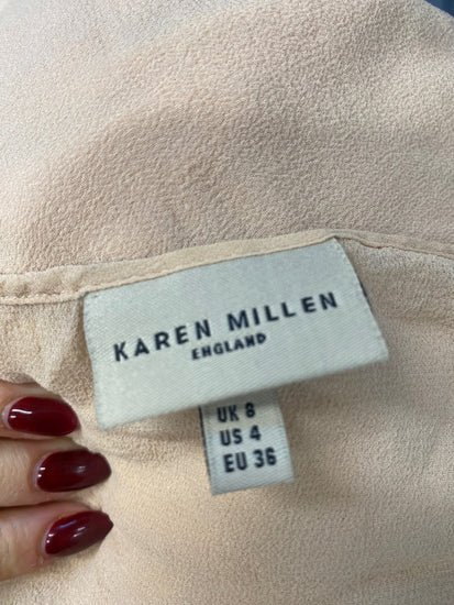 Fabulous Karen Millen Top UK8 Beige frill textured JB006