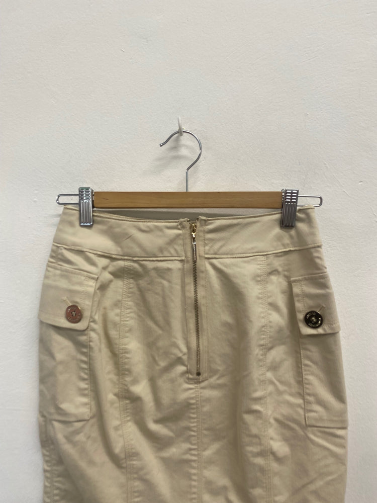 Fabulous Adolfo Dominguez Skirt UK8 Beige cargo style midi JB006