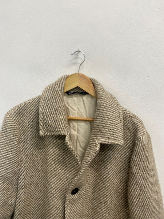 Fabulous Zara Coat UK L Beige Peacoat overcoat KS002