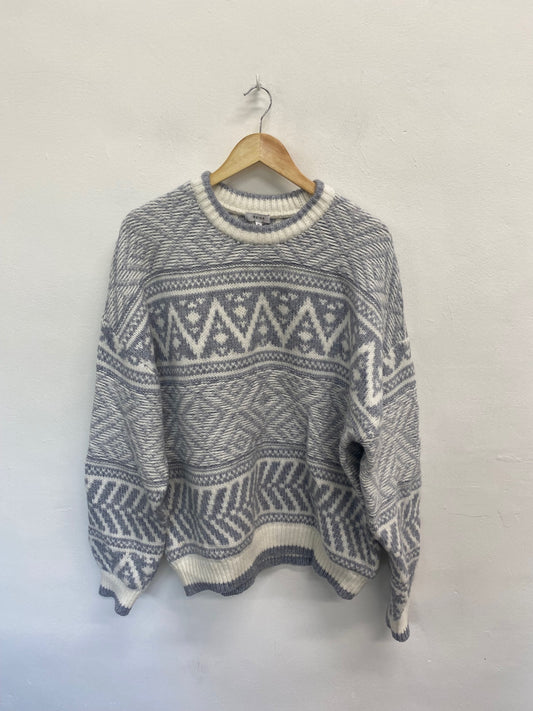 Fabulous Reiss Sweater UK XL Gray and Cream fair isle men’s KS002
