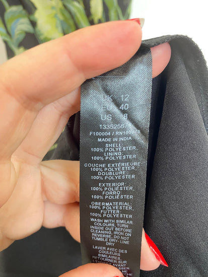 Fabulous Asos Black & Green Floral Maxi Dress UK12 KS002