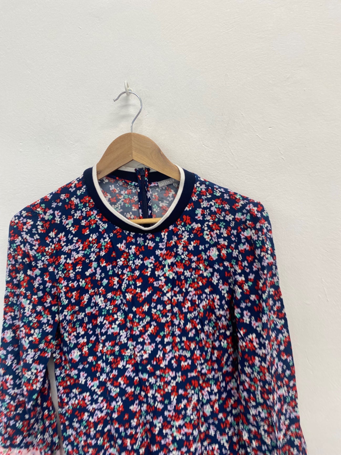 Fabulous Oliver Bonas Dress UK10 Navy pink Summer floral AM013