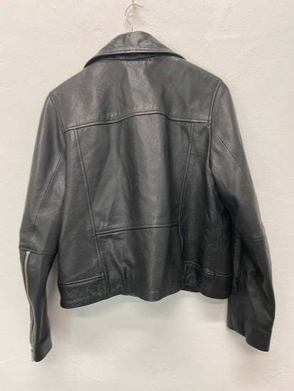 Fabulous H&M classic supple leather Biker Jacket Uk14 Black CM007