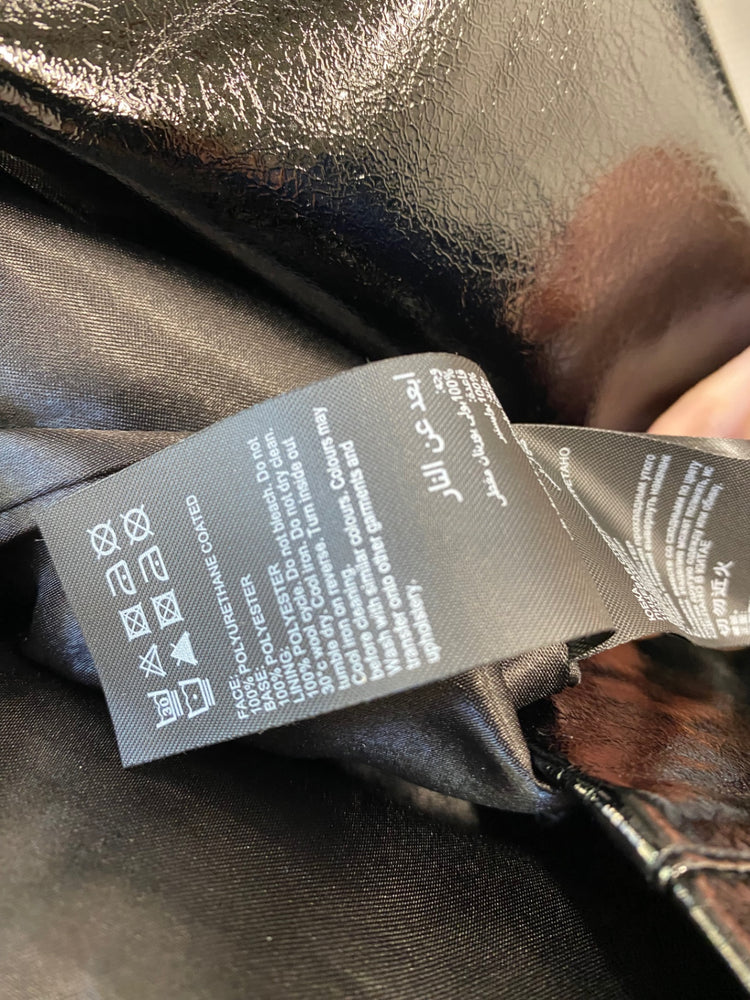 Fabulous MINT VELVET patent mini classic Skirt Uk14 Black new CM007