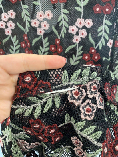 Fabulous Penny Black Floral Mesh Midi Dress UK14-16 RR001