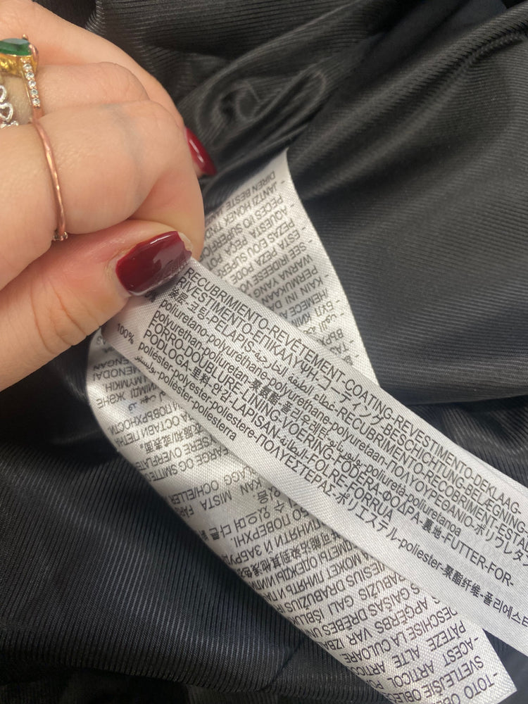 Fabulous Zara Trench Coat UK M Black faux leather city KS002