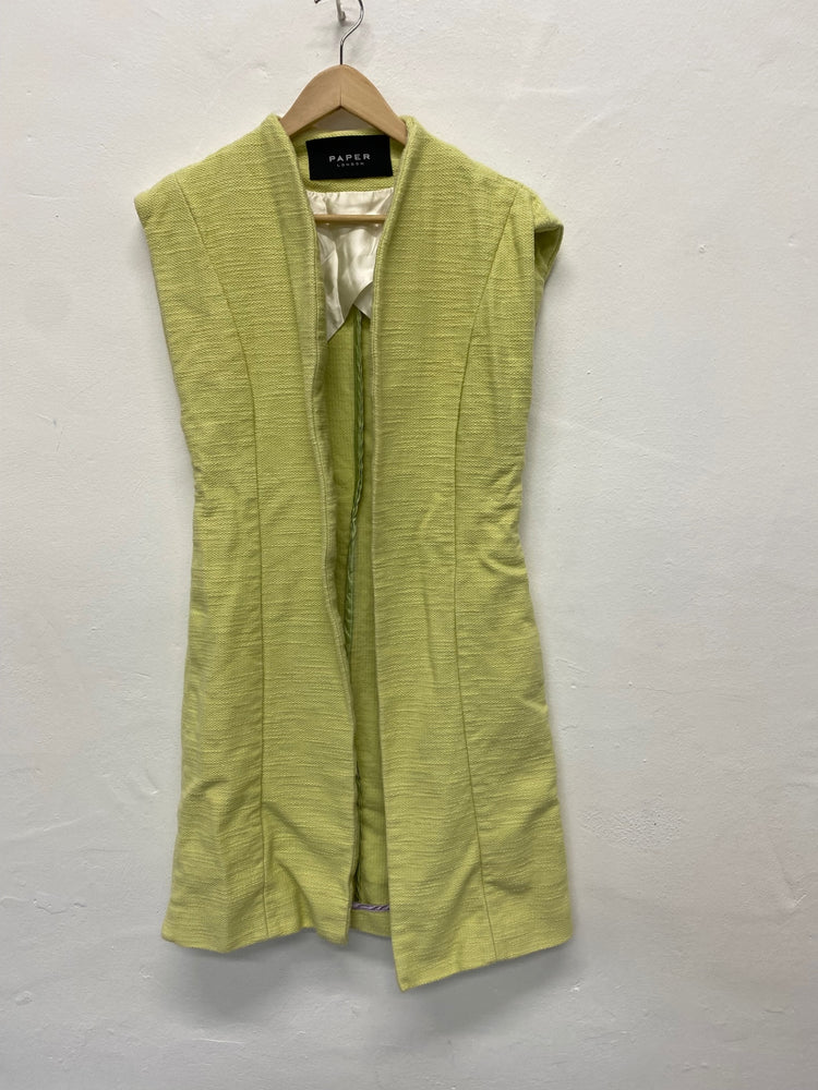 Fabulous PAPER LONDON Longline waistcoat  UkS Light Green textured AM013