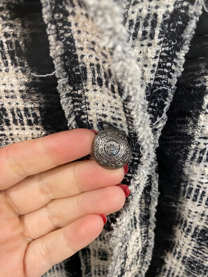 Fabulous Zara Check Structured Weave Cardigan UK L RR001