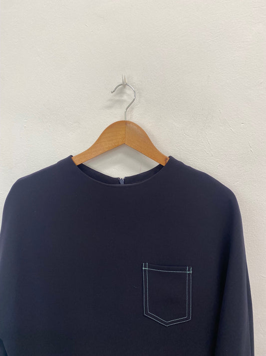 Fabulous JAEGER Dress UK12 Navy Blue formal office DC433