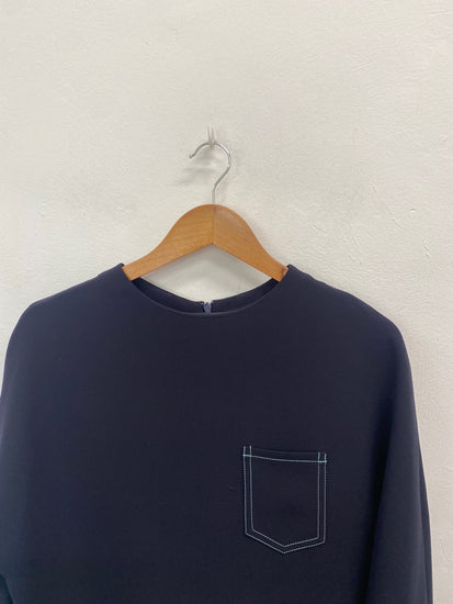 Fabulous JAEGER Dress UK12 Navy Blue formal office DC433