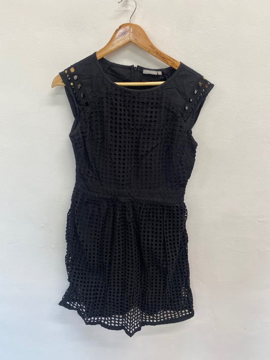 Fabulous Oliver Bonas Dress UK12 Black broderie summer DS002