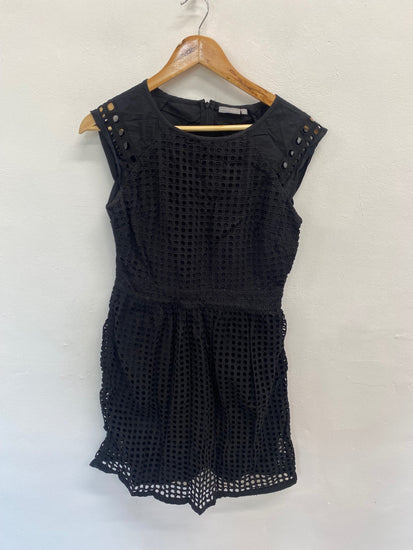 Fabulous Oliver Bonas Dress UK12 Black broderie summer DS002