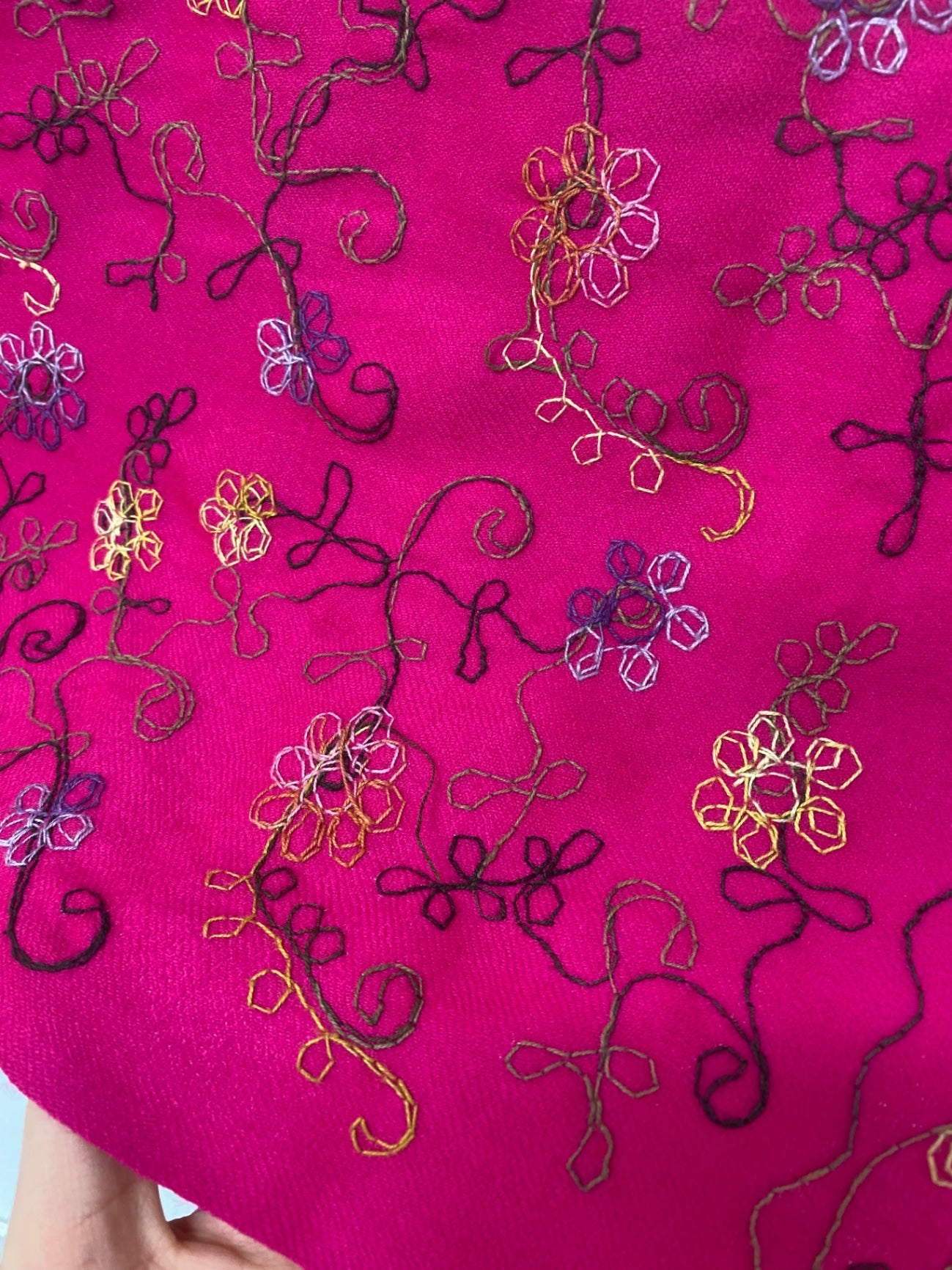 Fabulous Boho Chic Unbranded Pink Floral Embroidered Scarf One Size DC433